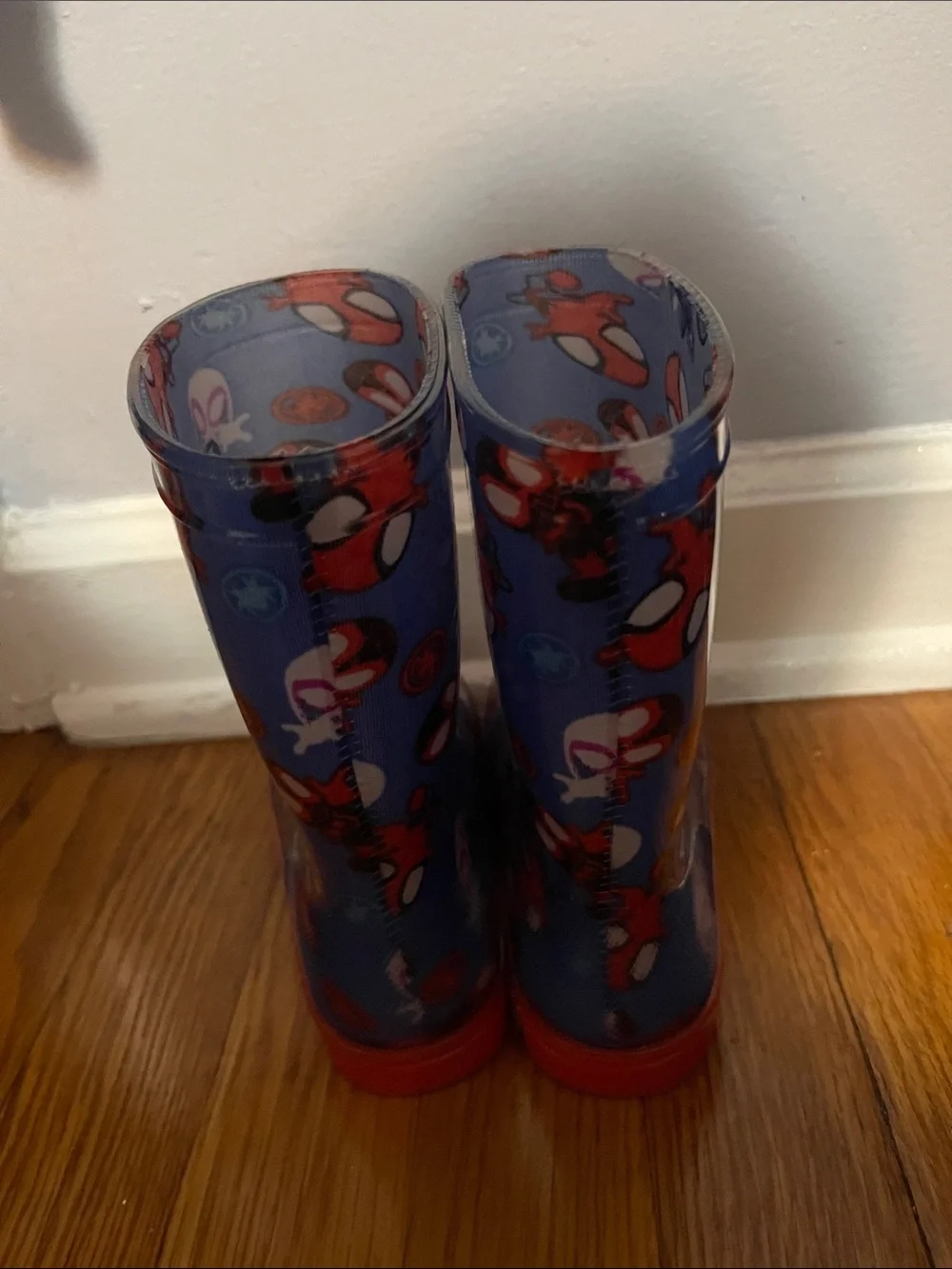 Kids Blue Spiderman Rain Boots Size 10c